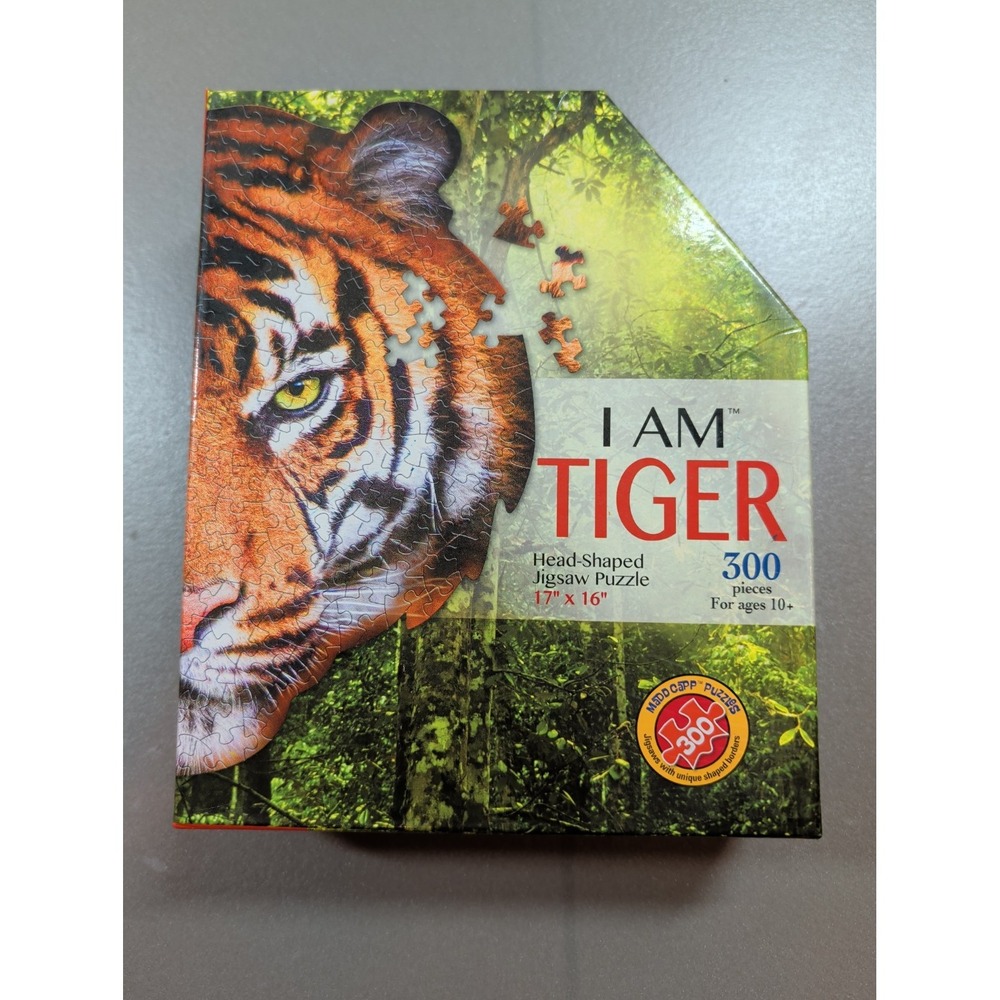 Madd Capp Puzzles I Am Tiger 300 Piece Head-Shaped Jigsaw Puzzle‎ 17x16 New